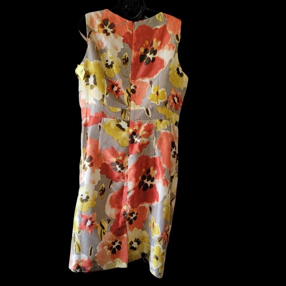 Kim Rogers Floral Sleeveless Dress With Rosette Neckline & Side Zipper - Picture 2 of 13